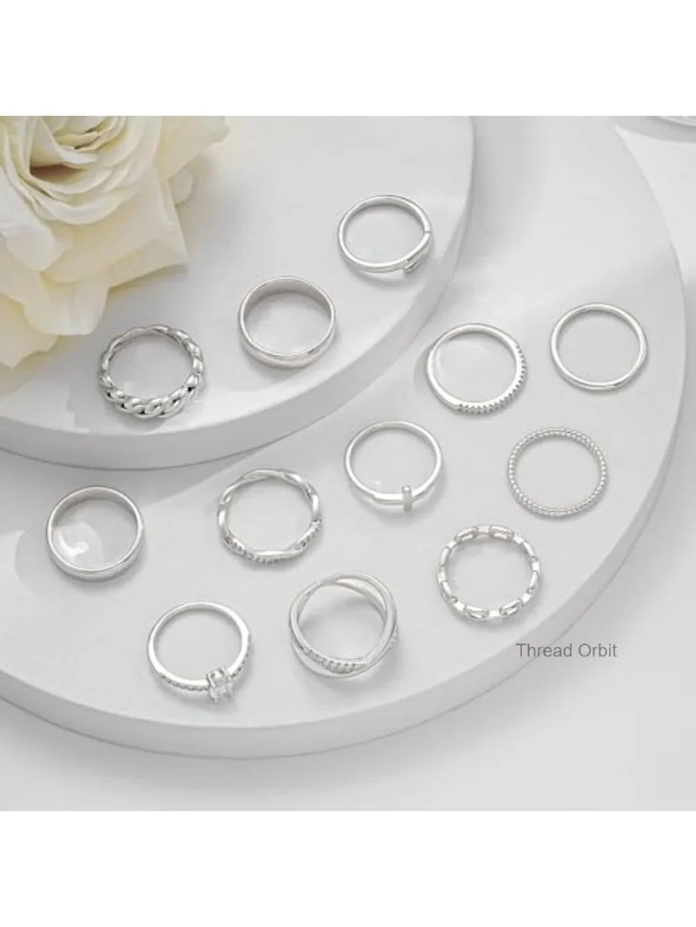12 PCS 14K Gold Plated Stacking Rings Set for Women - Eternity Band Size 5-11